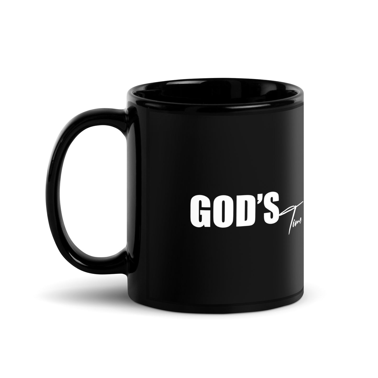 "God's Time" Black Mug