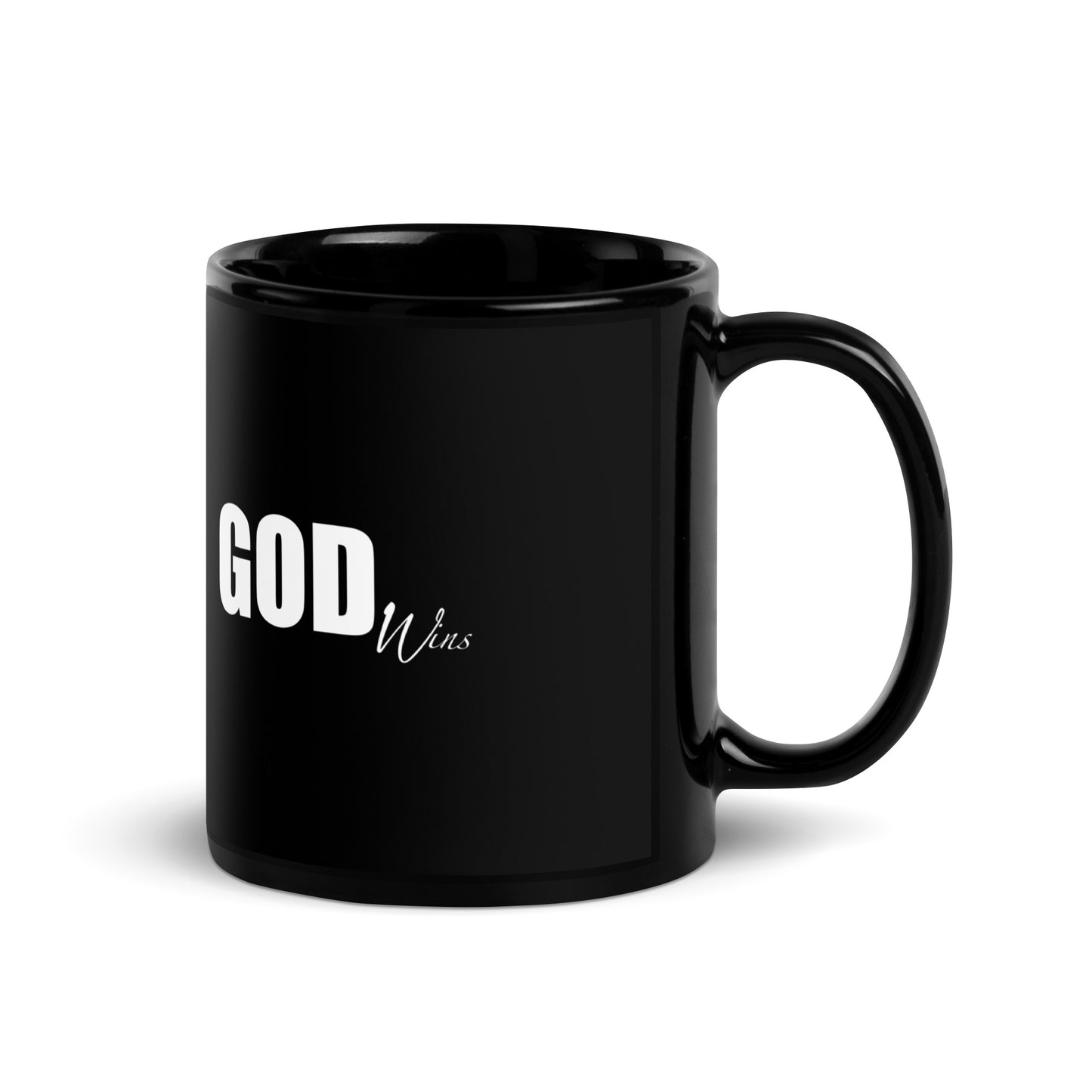 "God Wins" Black Mug