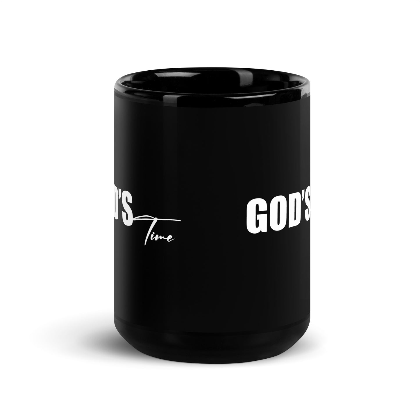 "God's Time" Black Mug