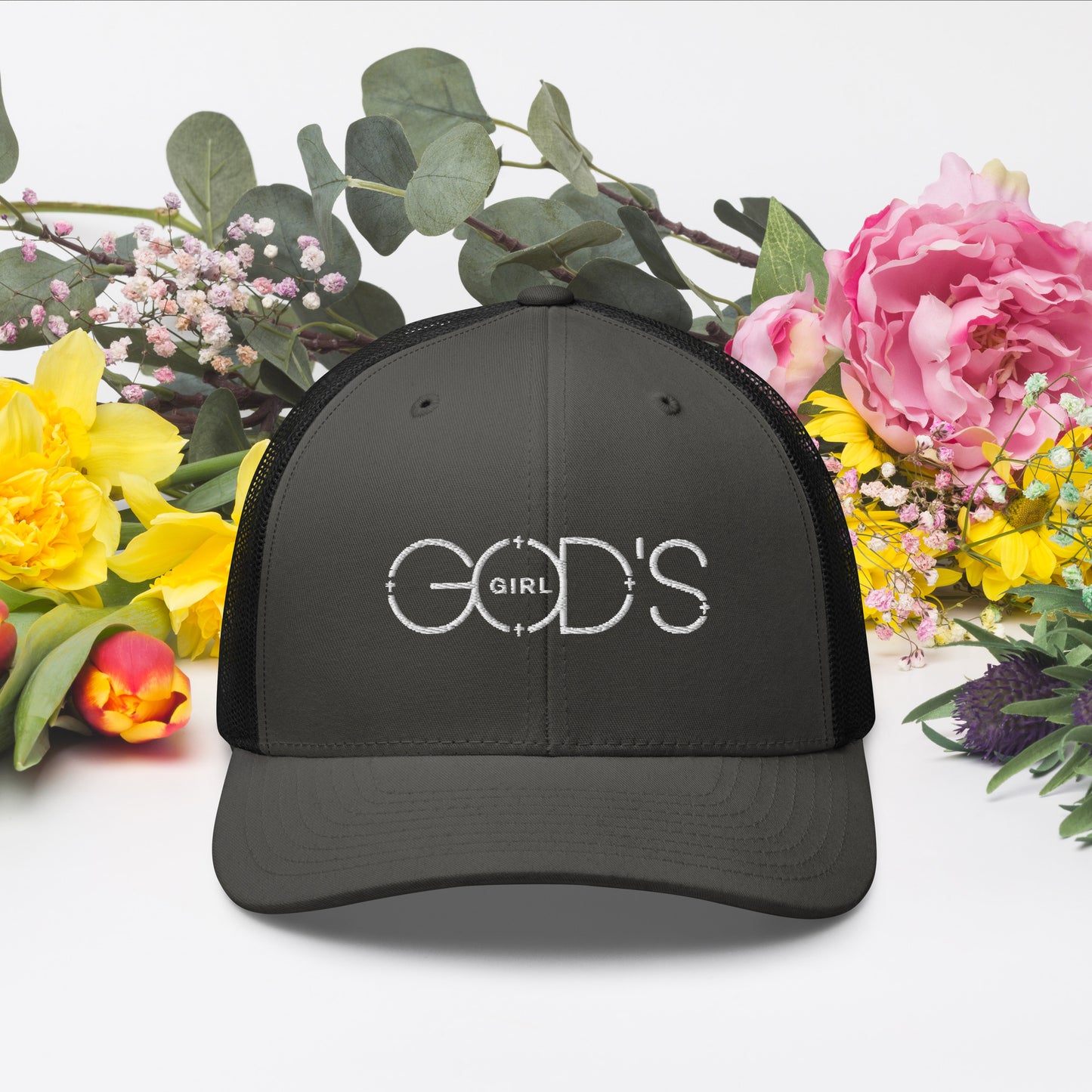 Trucker Cap with GOD'S GIRL embroidered